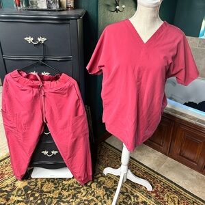 Women's rose pink mandala scrub set size M